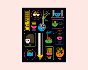 Asian Noodle Art Print 8x10
