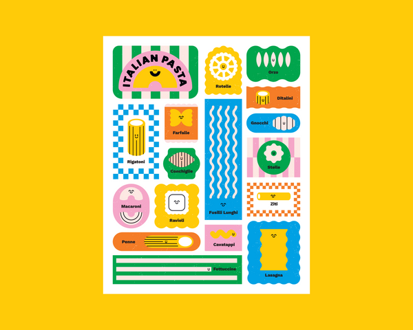 Italian Pasta Art Print 8x10
