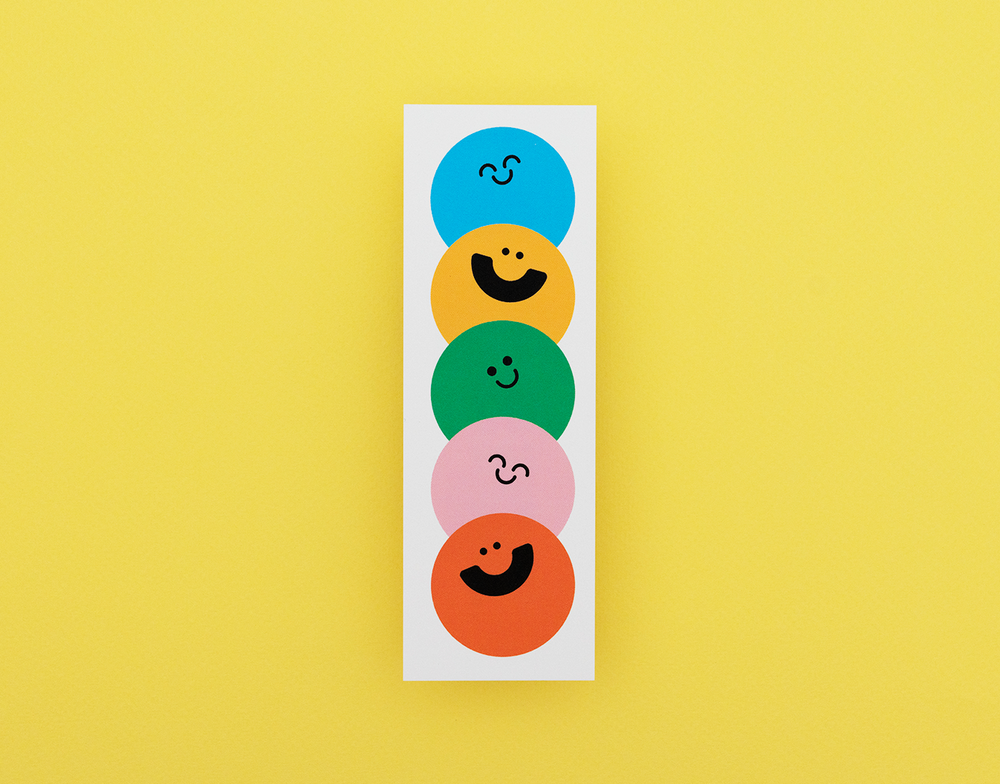 Colorful bookmark on a yellow background