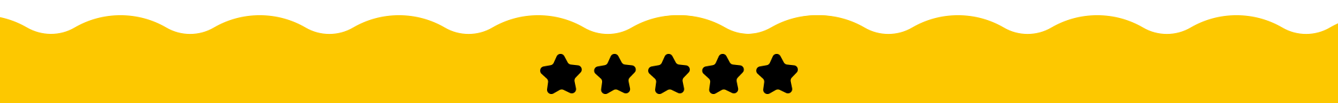 A yellow graphic banner with a wavy top border and five black stars centered in the middle.